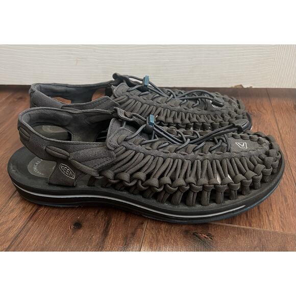 KEEN Men’s Uneek Gray 2 Cord Bungee Cinch Hiking Outdoor Sandals Shoes Sz 11 - Picture 4 of 10